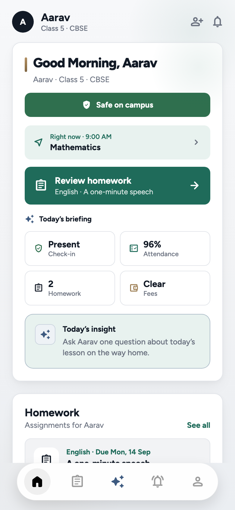 CIS Compass parent home screen preview